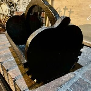 Vintage - Rustic Apple-Shaped Wooden Slat Caddy